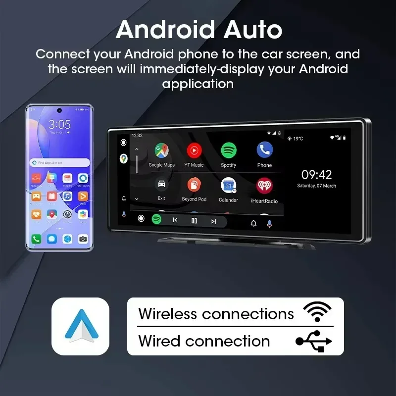 ユニバーサルカーマルチメディアプレーヤー,wifi,ビデオプレーヤー,ワイヤレス,Apple CarPlay,Android,Bluetooth, FM,USB,10.26インチ画面