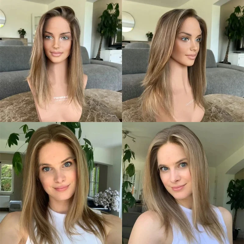 13x4-ombre-brown-blonde-synthetic-hd-lace-front-wig-invisible-transparent-lace-wig-16-inch-short-straight-bob-150-density-wig