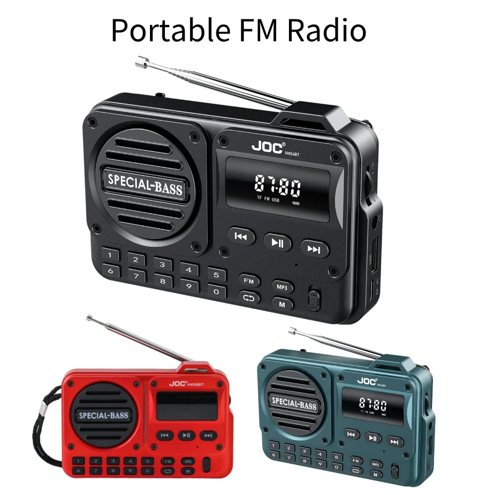 Portable Digital FM Radio Rechargeable Digital Radio Recorder with LED Display BT 5.4 Radio Speaker for Home Travel