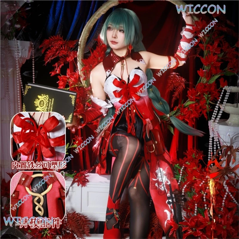 Game Wuthering Waves Phrolova Wuwa Cosplay Costume Red Spider Lily Suit Gorgeous Dress Uniform Wig Halloween Party Outfit Women