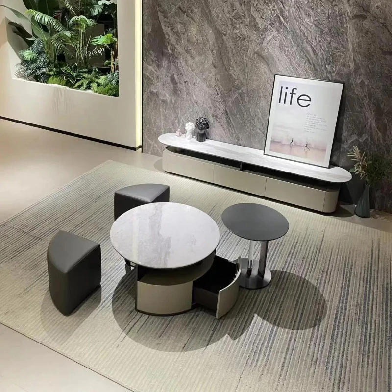 

Итальянский минималистичный бытовой журнальный столик для гостиной, небольшой квартиры, журнальный столик из суперкристаллического камня, шкаф для телевизора