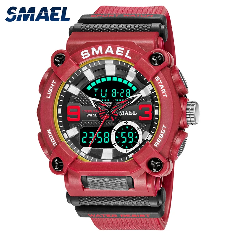 

SMAEL Sport Watch For Men Waterproof 50M LED Chronograph Electronic Clock Dual Time Zone Quartz Military Wristwatches 8052