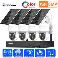 ICSEE 4MP WiFi Solar Security Camera System Kit Wireless 8CH 5MP  CCTV NVR System Outdoor PTZ Two-Way Audio Video Surveillance