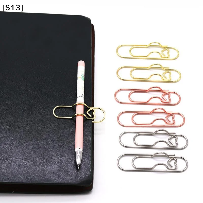 5pcs Multifunctional Pen Clip Pen Hanging Love Paper Clip Pen Button Notebook Pin Accessories Fixed Seat Pen Clip[Q]Q@