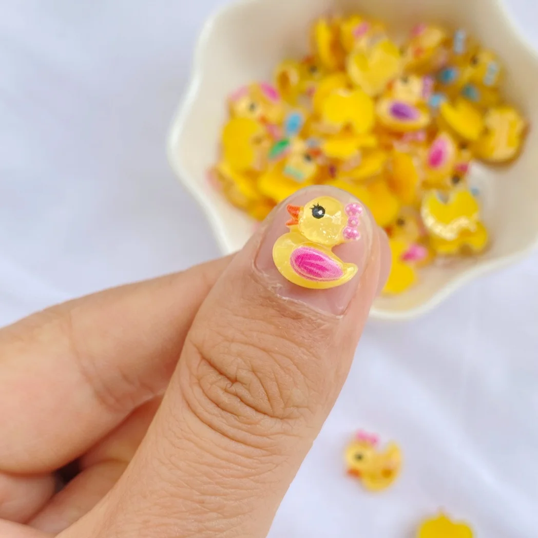 50Pcs New Cute Resin Mini Cartoon Animal Duckling Series Flat Back Manicure Parts Embellishments For Hair Bows Accessories