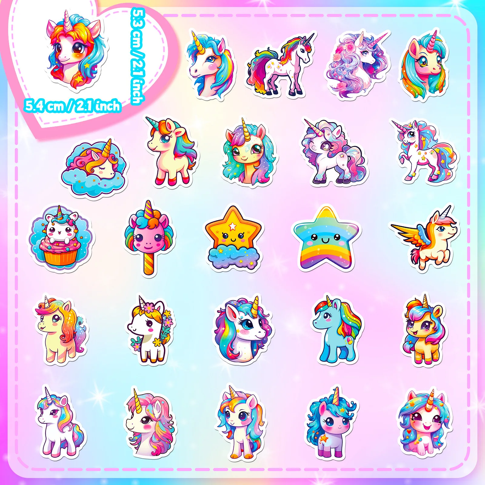 

Unicorn Stickers 50pcs Pack Waterproof Party Sticker for Mirrors Water Bottles Laptop Phone Cute Decals Kawaii Stickers Gift