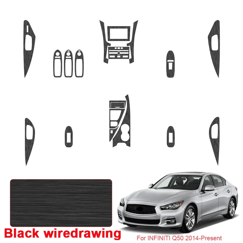 

Карбоновая внутренняя наклейка автомобиля, подъемная панель окна, наклейка, защитная пленка для двери, аксессуар для INFINITI Q50 2014 г., LHD