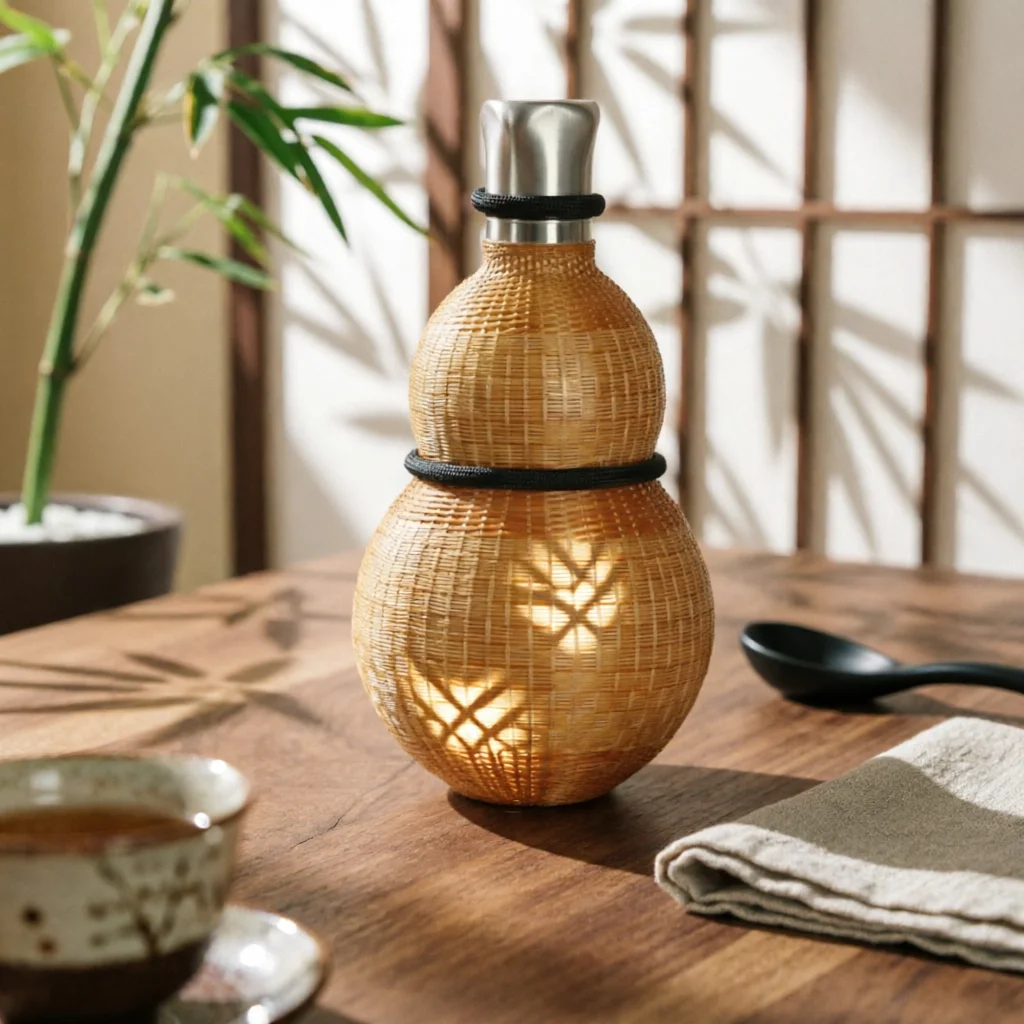 Gourd-Shaped Vacuum Bottle Metal Top Gourd Water Bottle Double-Bulb Body Travel Friendly