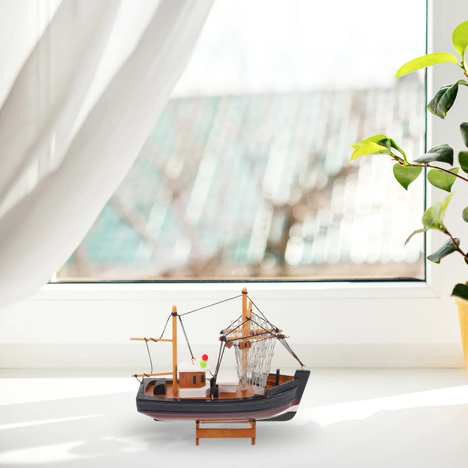 

Wooden Sailboat Nautical Ship Mediterranean Style Coastal Mantel Decor Beach Home Centerpiece Rustic Nautical Accents
