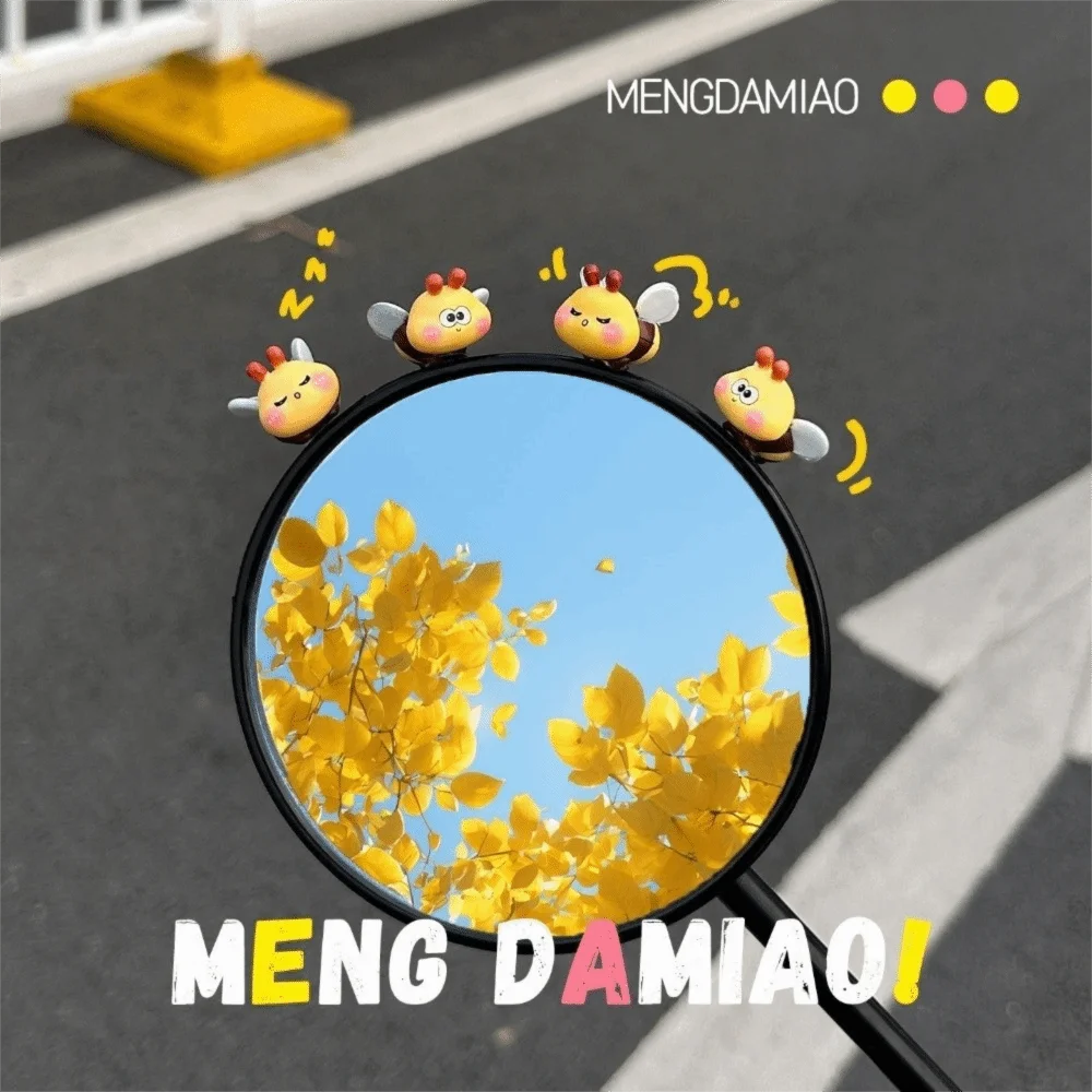 4Pcs Cute Little Bee-shaped Motorcycle Rearview Mirror Decoration Mini Cartoon Electric Scooter Decoration Bee Car Decor