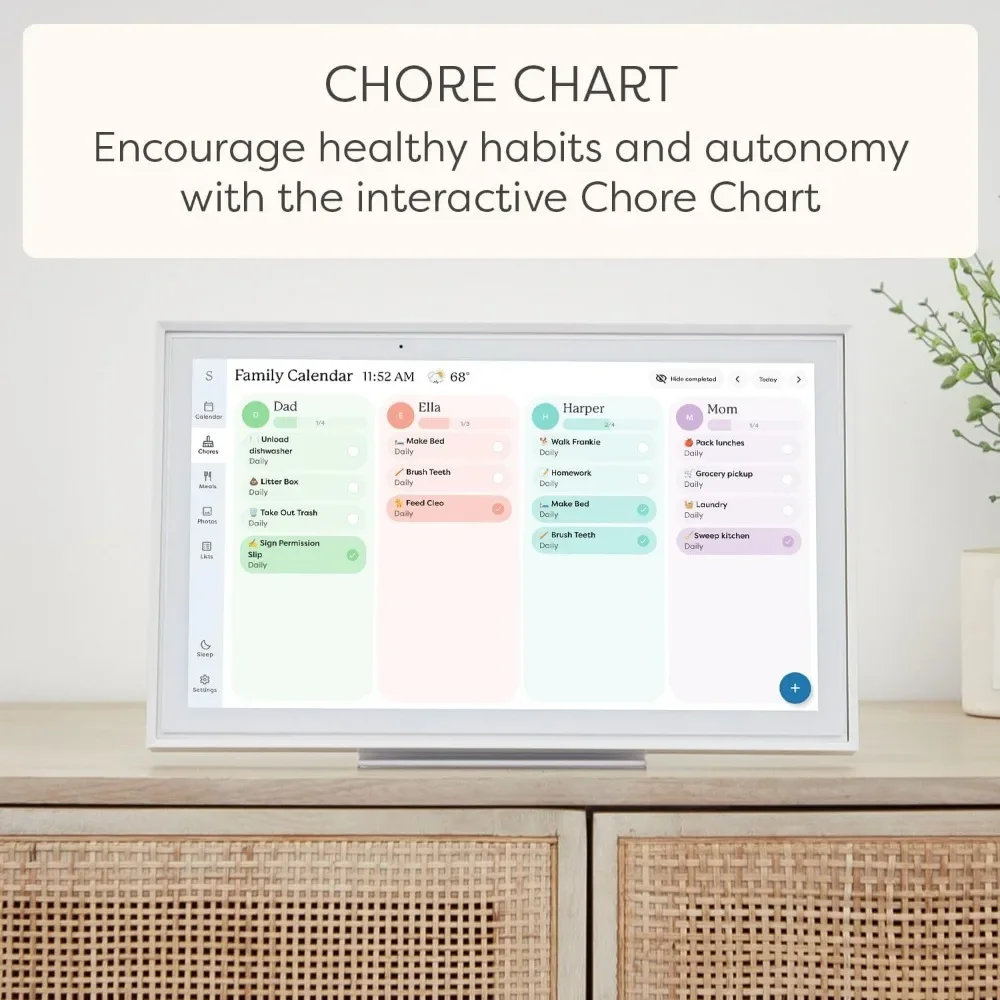 Hindetel 10 inch Digital frame Perpetual Calendar Chore Chart photo video play Smart Touchscreen Display for Family Schedules