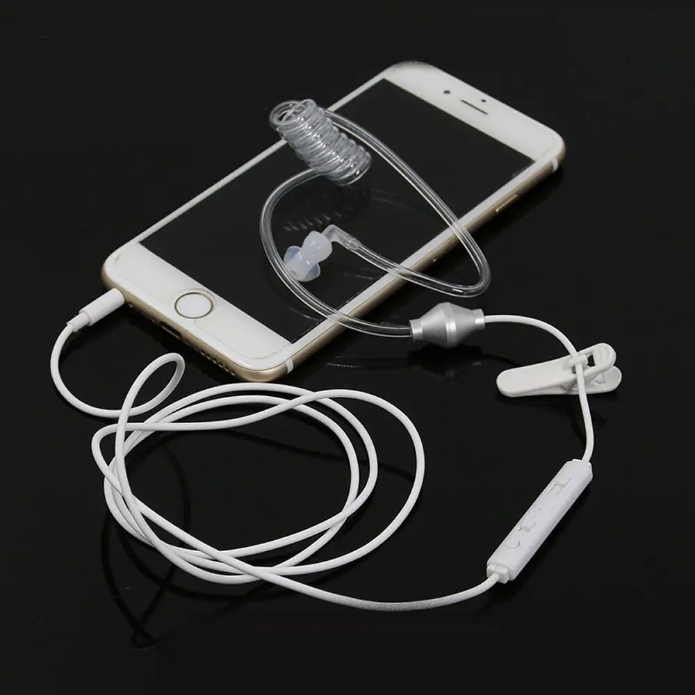 Single Headphone Secret Service Air Tube 3.5mm Anti Radiation Mobile Phone Earphone With Air Pipe Mic For Phone for Samsung