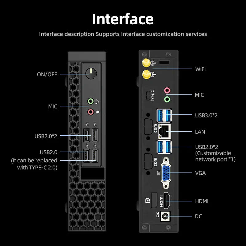 YCTipc MiniPC Intel Core i7 i5 i3 Dual Band WiFi5 BT4.2 8GB 512GB Computadora de juegos de escritorio Mini Pc 2 núcleos 4 hilos