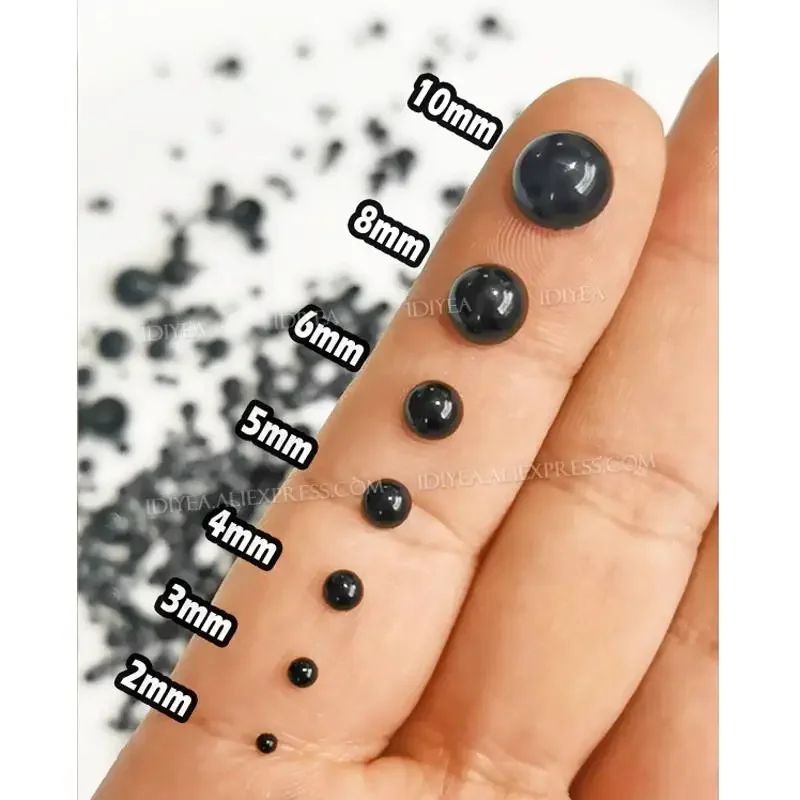 Jet Black AB Mix Half Round Pearl Resin Beads for DIY Nail Crafts - 2/3/4/6/8/10mm