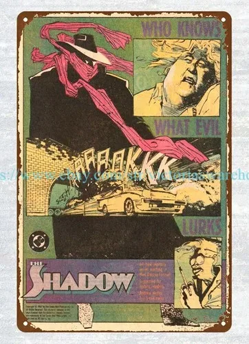1987 Comic Book Ad The Shadow Series metal tin sign advertising wall decor