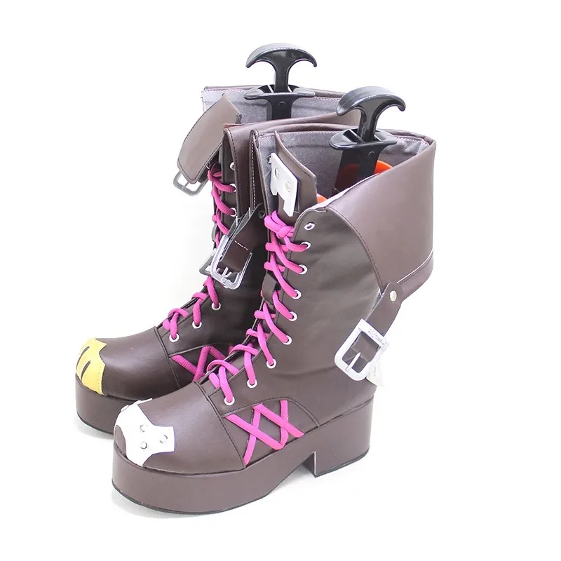 핫 게임 아케인 징크스 코스프레 의상 신발 수제 인조 가죽 부츠