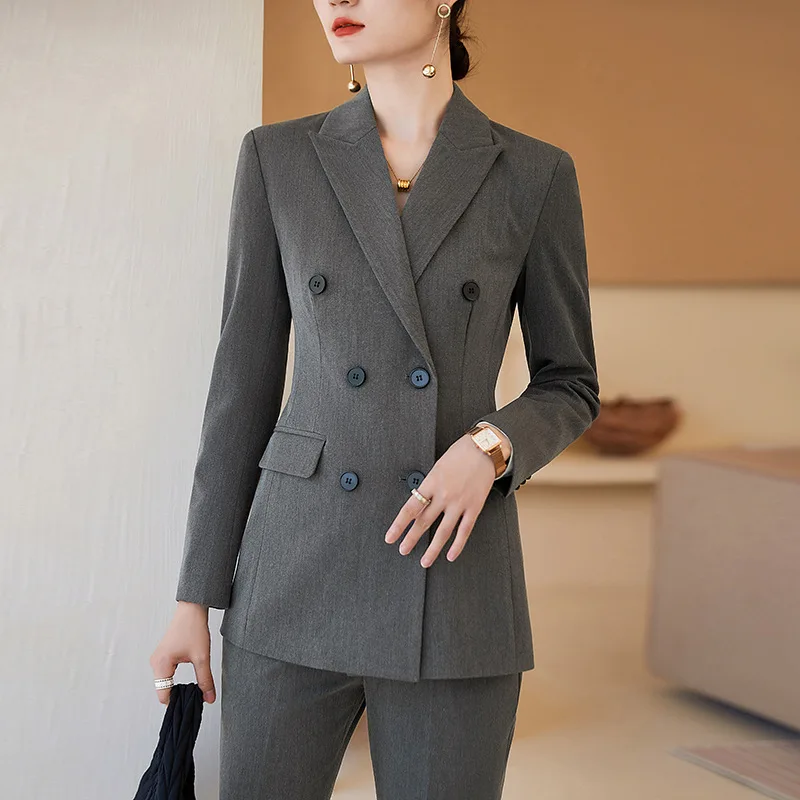 Blue Suit Jacket Female Autumn Temperament Hotel Front Desk Manager Work Clothes Business Suit Formal Wear Wholesale