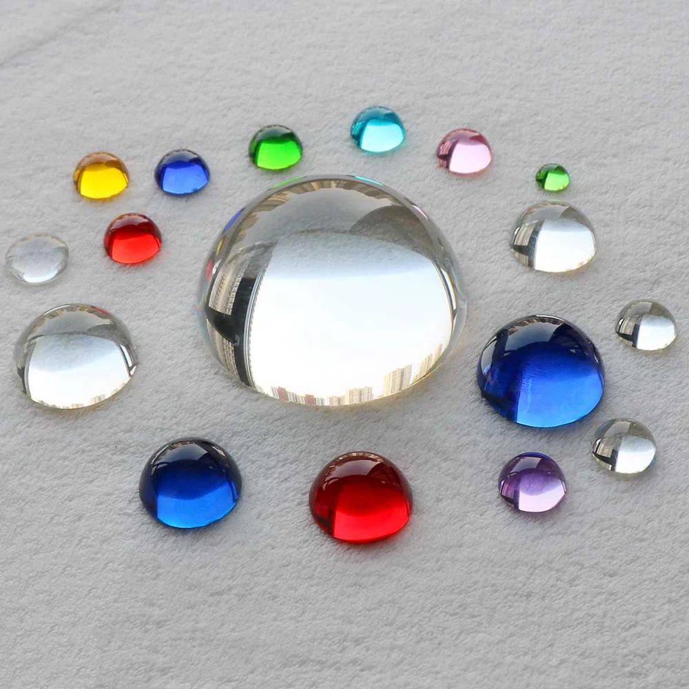 Crystal Glass Half Round 3D Color Printing Ring Face Crystal Ball Transparent Decorative Fish Tank Ball DIY Game Artwork