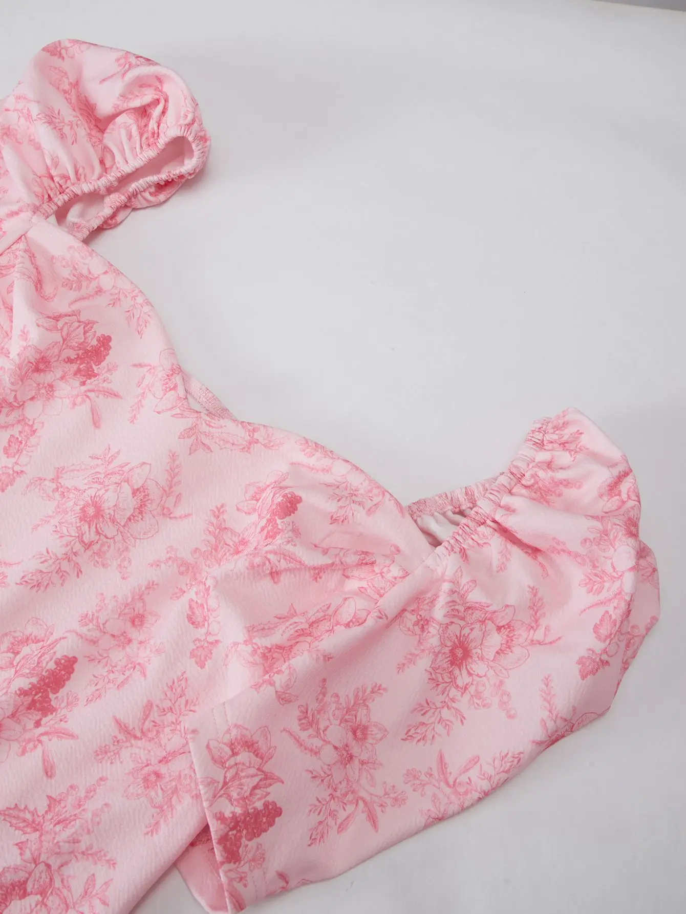 Elegantes Damenkleid mit Blumenmuster und Puffärmeln, modisches langes Kleid, Freizeitkleid, Urlaubskleid, Sommerkleid, Dropshipping – Detail 9