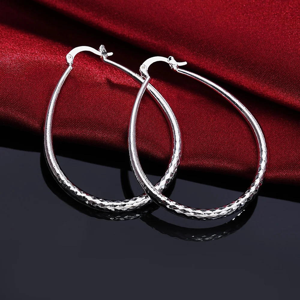 

925 Sterling Silver U-Shape Hoop Earrings For Women Engagement Earrings Party Jewelry Accessories