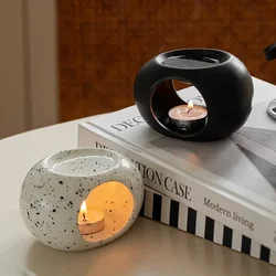 Soporte de calefacción de vela negra Simple, difusor de caña de aceite esencial de cerámica, horno para el hogar, Spa, aromaterapia, quemador de incienso