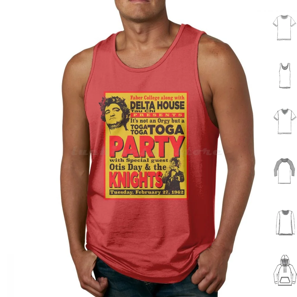 Camisetas sin mangas Delta House Flyer de Animal House, de algodón estampado, con humor universitario, fraternidad, John Belushi, Knights Toga