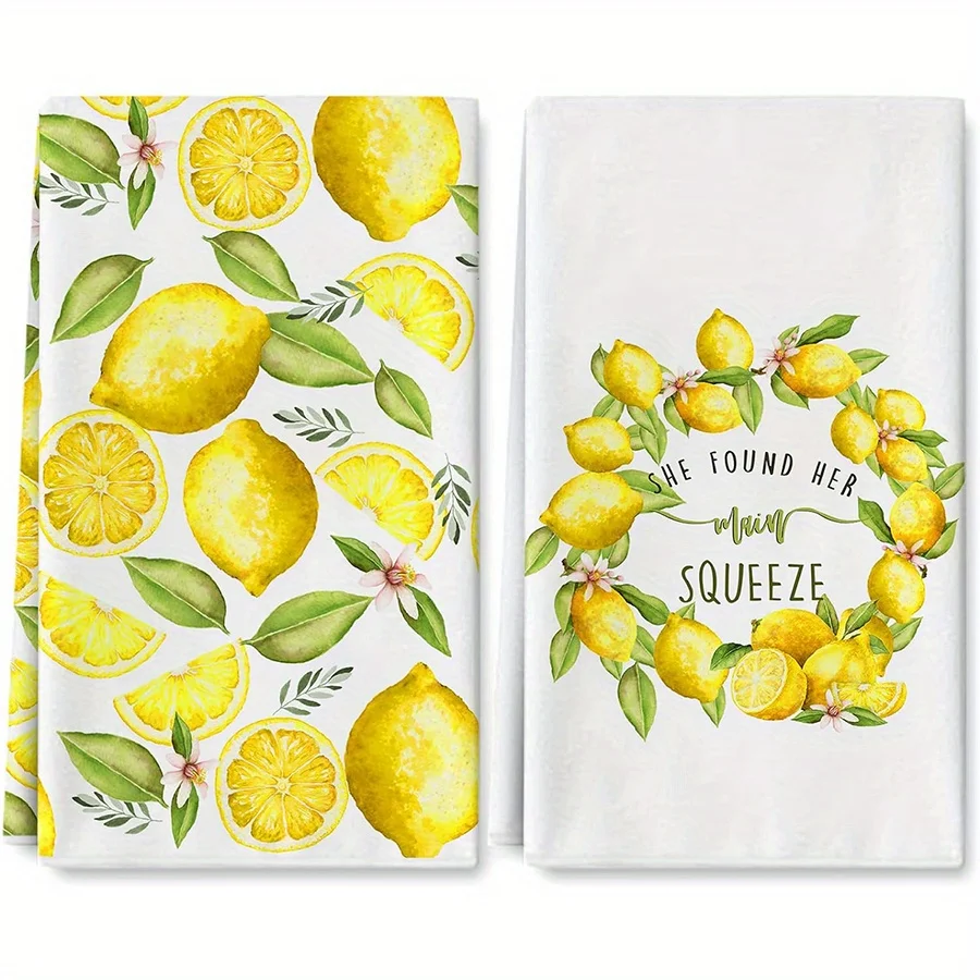 

2Pcs, Lemon Wreath Kitchen Towels, 40Cm*60Cm Towel Set, Best Kitchen Towels, Super Absorbent Soft Cleaning Cloth, Cooking and Baking Tea Towels, Hand Towels, Cleaning Cloths, Dishcloths, Kitchen Decor, Living Room Decorations, Kitchen Essentials, Home Ess