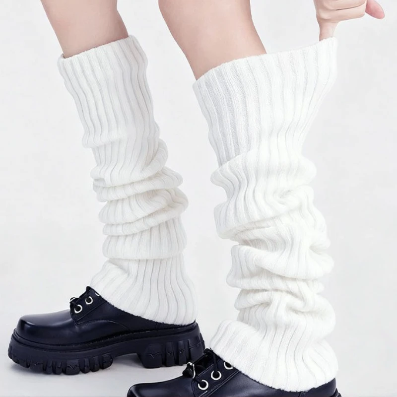 Y2K المرأة تدفئة الساق اليابانية لوليتا الجوارب الطويلة محبوك غطاء للقدم الذراع أدفأ الخريف الشتاء الكروشيه كومة جورب التمهيد الأصفاد