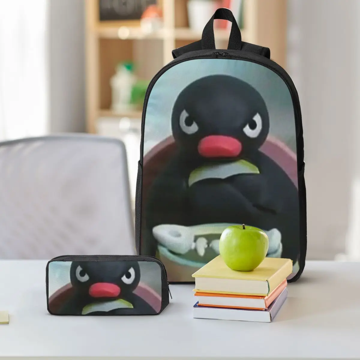 Pingu The Penguin Angry - Noot Noot Backpack BookBag School Bag Computer Shoulder Bags 3ps Insulated Lunch Bag Pencil Case