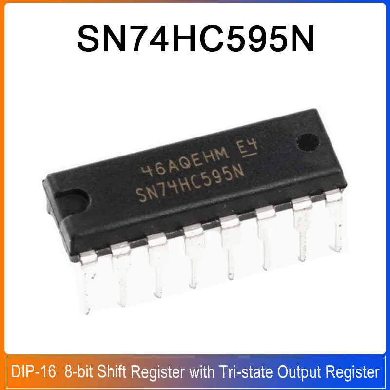 10pcs SN74HC595N SN74HC595 DIP-16 74HC595N 74HC595 IC 8-bit Shift Register with Tri-state Output Register Logic chip