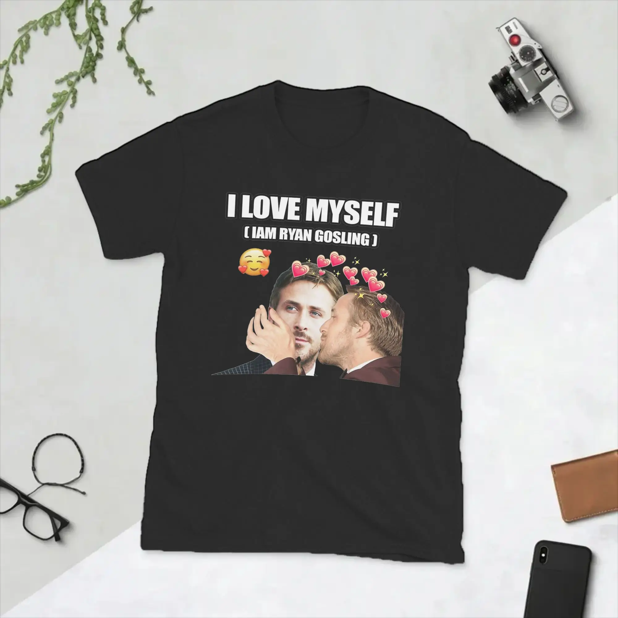 Men T-Shirt Ryan Gosling Actor Awesome Pure Cotton Tees Short Sleeve Funny Meme T Shirt Crew Neck Clothes Gift Idea