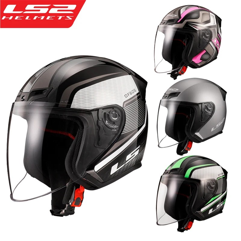 Original LS2 3/4 Open Face Helmet LS2 Capacete Motorcycle Helmet OF608 Summer Jet Scooter Motobike Half Helmets Cascos Para Moto