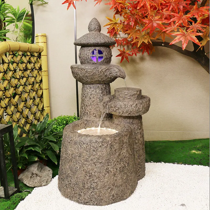 xx-Japanese Style Resin Courtyard Fish Pond Landscape Balcony Yard Garden Decoration Villa Outdoor Water Fountain Ornament