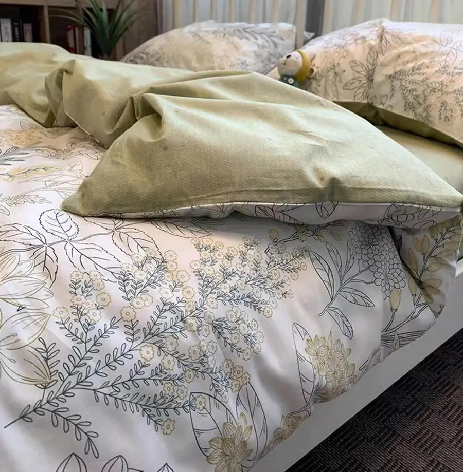 Fashion fresh green flower bedding set 1.2 1.5 1.8,twin full queen floral cotton home textile bed sheet pillow case quilt cover