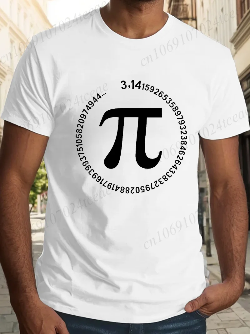 Geek Men's T-shirt - Pi Symbol Print T-Shirts Happy Pi Day Style Casual Fashion Short Sleeve Plus Size T-Shirt Unisex Tee Shirts