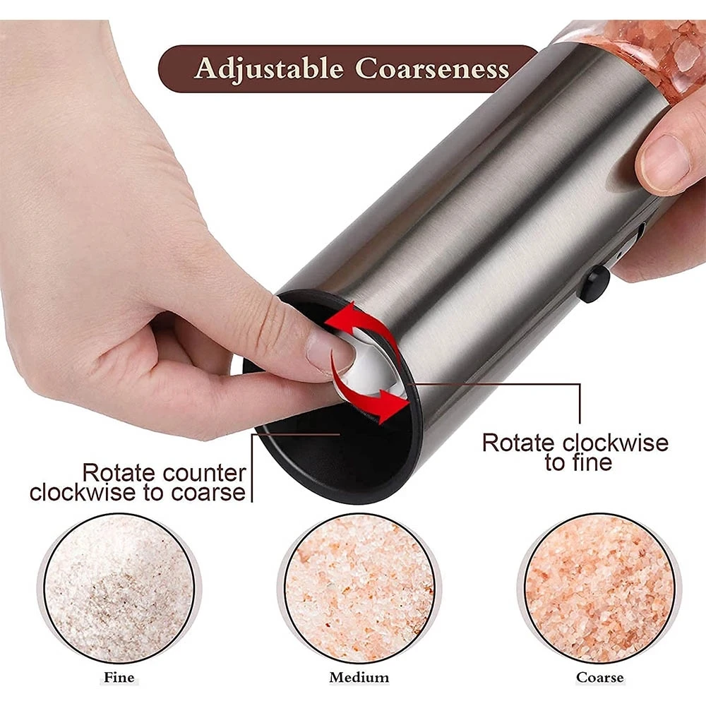 New Electric Salt and Pepper Grinder Set USB Rechargeable Eletric Pepper Mill Shakers Automatic Spice Steel Machine Kitchen T