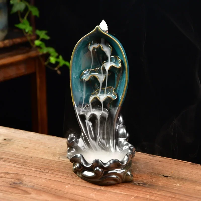 1pc,Lotus Ceramic Incense Stick Holder Backflow Incense Burner Home Decoration (Without Incense)