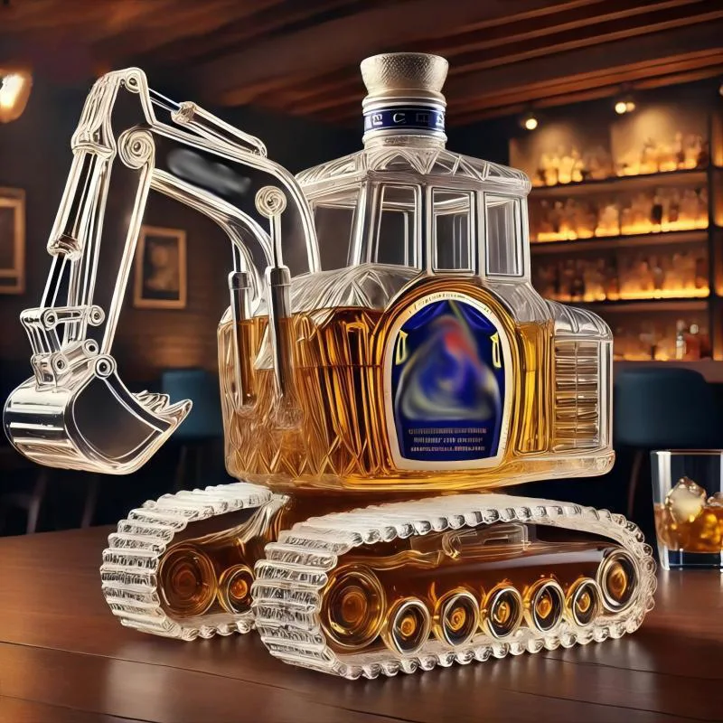 Glass Whiskey Bottle Creative Bottle Vodka High Borosilicate Handmade Excavator Creative Bottle