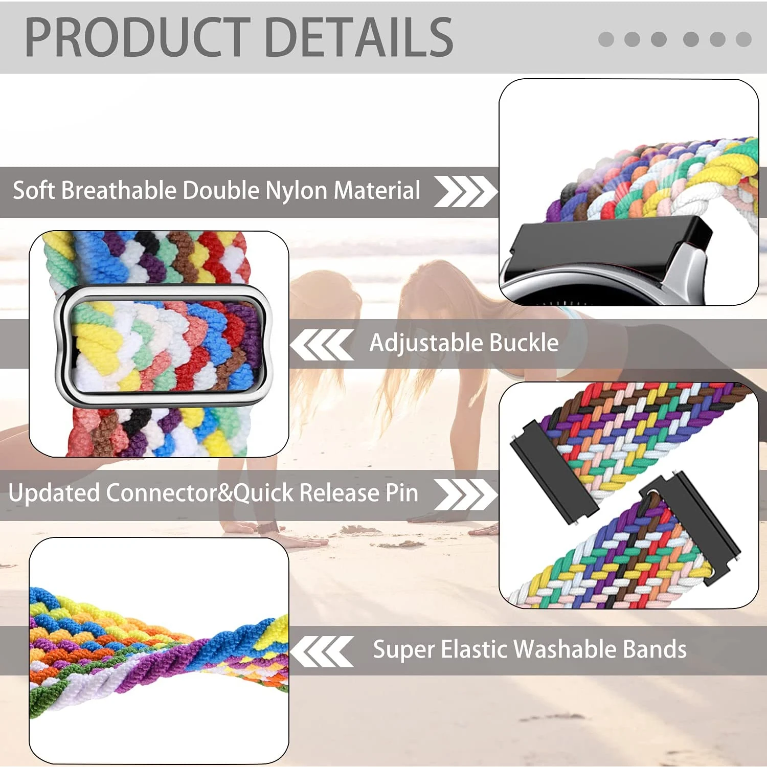 Correa de reloj de bucle solo trenzado de 20mm y 22mm para Huami Amazfit GTS GTR, pulsera de 42mm para Huami Amazfit Bip U Bip S GTS 2