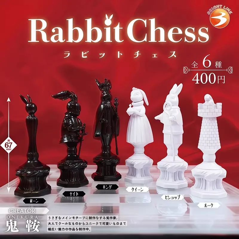 

BRIGHT LINK Original 6Pcs Gashapon Rabbit Chess Toys For Kids Gift Collectible Model Ornaments