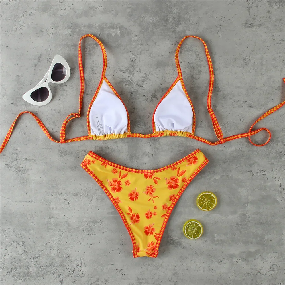 Micro biquinis 2025 sexy maiô feminino banho halter bikini conjunto impressão biquini maiô retalhos beachwear feminino