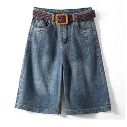 Capris Jeans Denim Shorts Loose Stylish Women's Clothing Spring Clothes Harajuku Pants Y2k Baggy Korean Dongdaemun 2024 Big Size