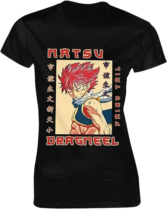 

Fairy Anime Tail Shirt Women's Fashion Short Sleeve Cotton T Shirts Quick Dry Pattern Custom Tee Tops Black