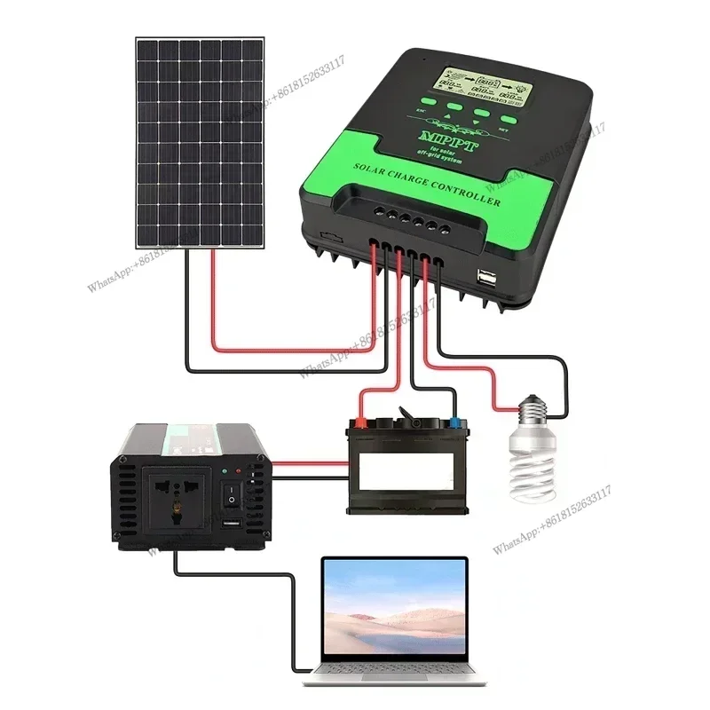 12/24 فولت MPPT 10A -60A شاشة الكريستال السائل مع WIFI السيارات لوحة طاقة شمسية بطارية منظم جهاز التحكم في الشحن المزدوج USB ل Lifepo4 ليثيوم