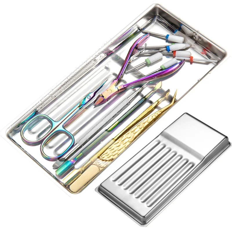 Stainless Steel Nail Art Equipment Plate Doctor Surgical Dental Tray Cosmetic Storage Tray False Nails Dish Supplies Tools