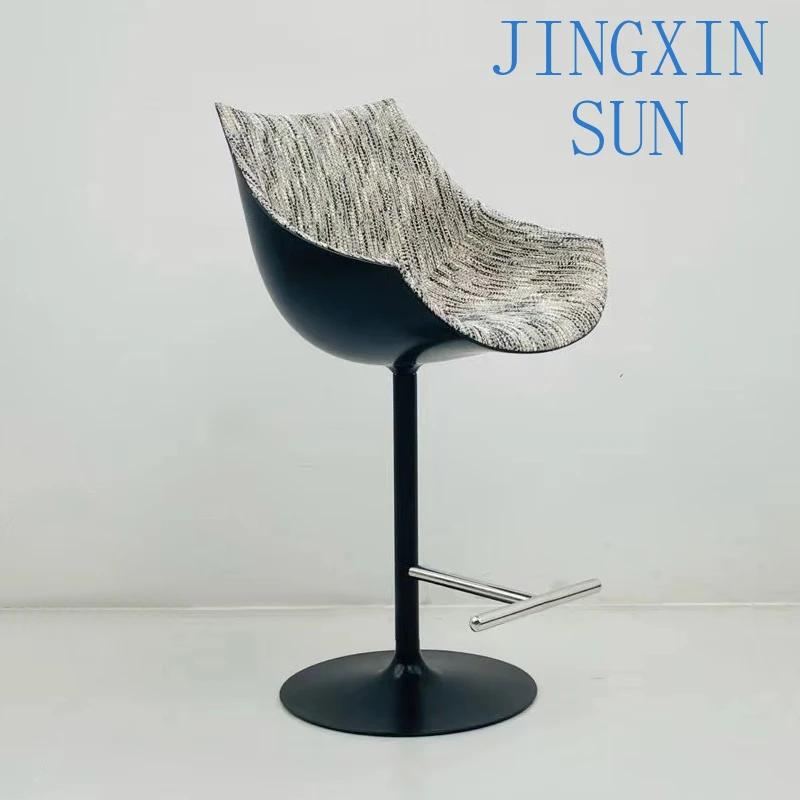Modern Glass Fiber Frame Restaurant Chair with Fabric Cushion for Home Dining and Coffee Shops Rotating Bar Chair