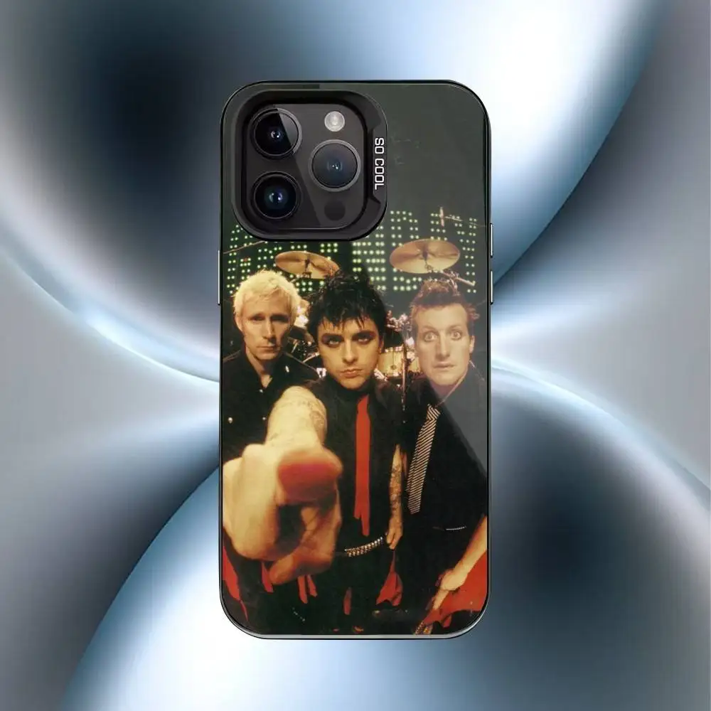 Funda de teléfono de vacaciones G-Green Day Band para IPhone 16 17 15 14 12 13 Pro Max cubierta a prueba de golpes de Color negro