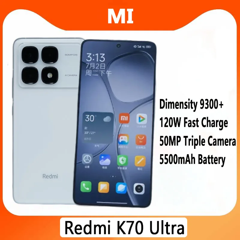 Redmi K70 Ultra 5G 6.67 بوصة 1.5K عرض الأبعاد 9300 + 50MP كاميرا سوني 120 واط 5500 مللي أمبير بطارية الهاتف الذكي #1