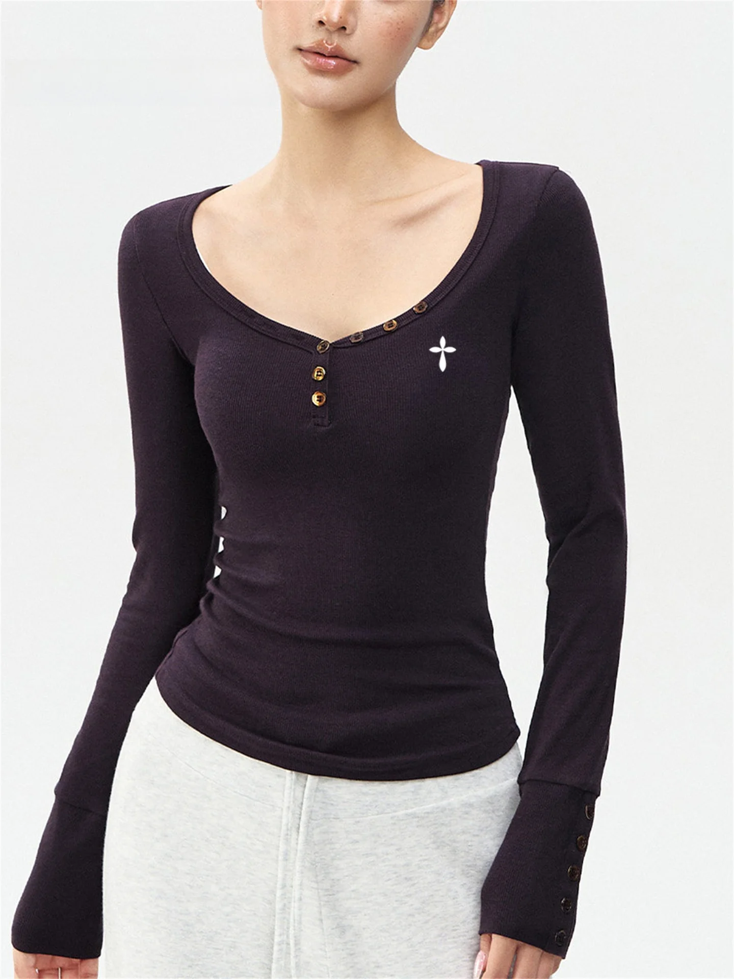 

Slimming Yoga Clothes Women's Long Sve V-Ne Fitn Training T-irt Spring New Sle Spor Sle Universal Fit