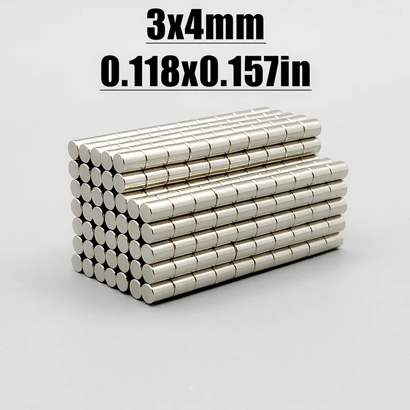 50-2000pcs 3x4mm Magnet Neodymium Magnet N35 NdfeB Permanent Magnetic Imanes Fridge Diy Magnets Round Shape 3*4 Magnet Accessory